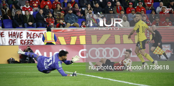 A general view of the match between Columbus and Red Bull during the MLS match at Red Bull Arena in Harris, N.J., on November 3, 2024, where...