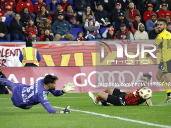 A general view of the match between Columbus and Red Bull during the MLS match at Red Bull Arena in Harris, N.J., on November 3, 2024, where...