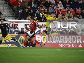 A general view of the match between Columbus and Red Bull during the MLS match at Red Bull Arena in Harris, N.J., on November 3, 2024, where...