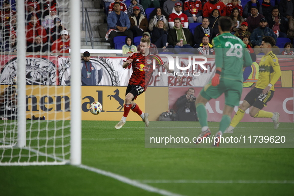 A general view of the match between Columbus and Red Bull during the MLS match at Red Bull Arena in Harris, N.J., on November 3, 2024, where...