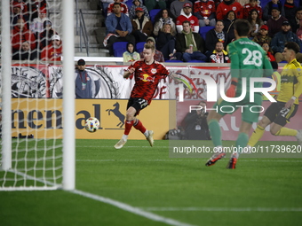 A general view of the match between Columbus and Red Bull during the MLS match at Red Bull Arena in Harris, N.J., on November 3, 2024, where...