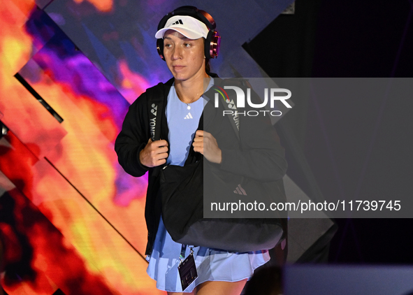 RIYADH, SAUDI ARABIA - NOVEMBER 03: Jessica Pegula of USA arrives ahead of her match against Coco Gauff on day 2 of the 2024 WTA Finals, par...