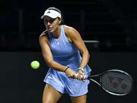 RIYADH, SAUDI ARABIA - NOVEMBER 03: Jessica Pegula of USA during her match against Coco Gauff on day 2 of the 2024 WTA Finals, part of the H...