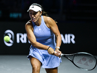 RIYADH, SAUDI ARABIA - NOVEMBER 03: Jessica Pegula of USA during her match against Coco Gauff on day 2 of the 2024 WTA Finals, part of the H...