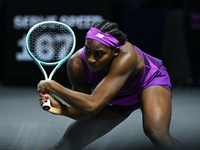 RIYADH, SAUDI ARABIA - NOVEMBER 03: Coco Gauff of USA during her match against Jessica Pegula of USA on day 2 of the 2024 WTA Finals, part o...