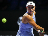 RIYADH, SAUDI ARABIA - NOVEMBER 03: Jessica Pegula of USA during her match against Coco Gauff on day 2 of the 2024 WTA Finals, part of the H...