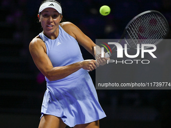 RIYADH, SAUDI ARABIA - NOVEMBER 03: Jessica Pegula of USA during her match against Coco Gauff on day 2 of the 2024 WTA Finals, part of the H...