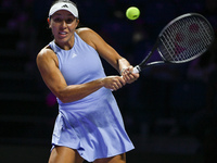 RIYADH, SAUDI ARABIA - NOVEMBER 03: Jessica Pegula of USA during her match against Coco Gauff on day 2 of the 2024 WTA Finals, part of the H...