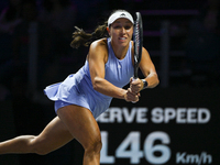 RIYADH, SAUDI ARABIA - NOVEMBER 03: Jessica Pegula of USA during her match against Coco Gauff on day 2 of the 2024 WTA Finals, part of the H...