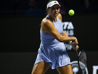 RIYADH, SAUDI ARABIA - NOVEMBER 03: Jessica Pegula of USA during her match against Coco Gauff on day 2 of the 2024 WTA Finals, part of the H...