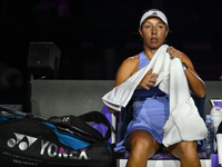 RIYADH, SAUDI ARABIA - NOVEMBER 03: Jessica Pegula of USA during her match against Coco Gauff on day 2 of the 2024 WTA Finals, part of the H...