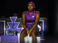 RIYADH, SAUDI ARABIA - NOVEMBER 03: Coco Gauff of USA during her match against Jessica Pegula of USA on day 2 of the 2024 WTA Finals, part o...