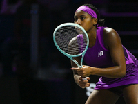 RIYADH, SAUDI ARABIA - NOVEMBER 03: Coco Gauff of USA during her match against Jessica Pegula of USA on day 2 of the 2024 WTA Finals, part o...