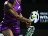 RIYADH, SAUDI ARABIA - NOVEMBER 03: Coco Gauff of USA during her match against Jessica Pegula of USA on day 2 of the 2024 WTA Finals, part o...