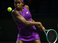 RIYADH, SAUDI ARABIA - NOVEMBER 03: Coco Gauff of USA during her match against Jessica Pegula of USA on day 2 of the 2024 WTA Finals, part o...