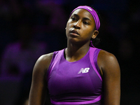 RIYADH, SAUDI ARABIA - NOVEMBER 03: Coco Gauff of USA during her match against Jessica Pegula of USA on day 2 of the 2024 WTA Finals, part o...