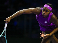 RIYADH, SAUDI ARABIA - NOVEMBER 03: Coco Gauff of USA during her match against Jessica Pegula of USA on day 2 of the 2024 WTA Finals, part o...