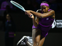 RIYADH, SAUDI ARABIA - NOVEMBER 03: Coco Gauff of USA during her match against Jessica Pegula of USA on day 2 of the 2024 WTA Finals, part o...