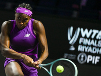 RIYADH, SAUDI ARABIA - NOVEMBER 03: Coco Gauff of USA during her match against Jessica Pegula of USA on day 2 of the 2024 WTA Finals, part o...