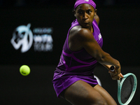 RIYADH, SAUDI ARABIA - NOVEMBER 03: Coco Gauff of USA during her match against Jessica Pegula of USA on day 2 of the 2024 WTA Finals, part o...