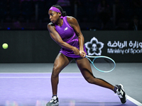 RIYADH, SAUDI ARABIA - NOVEMBER 03: Coco Gauff of USA during her match against Jessica Pegula of USA on day 2 of the 2024 WTA Finals, part o...