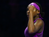 RIYADH, SAUDI ARABIA - NOVEMBER 03: Coco Gauff of USA during her match against Jessica Pegula of USA on day 2 of the 2024 WTA Finals, part o...