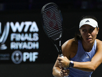 RIYADH, SAUDI ARABIA - NOVEMBER 03: Jessica Pegula of USA during her match against Coco Gauff on day 2 of the 2024 WTA Finals, part of the H...