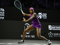 RIYADH, SAUDI ARABIA - NOVEMBER 03: Coco Gauff of USA during her match against Jessica Pegula of USA on day 2 of the 2024 WTA Finals, part o...