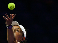 RIYADH, SAUDI ARABIA - NOVEMBER 03: Jessica Pegula of USA during her match against Coco Gauff on day 2 of the 2024 WTA Finals, part of the H...