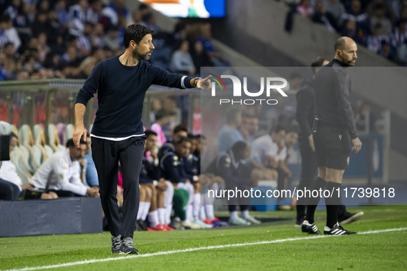 FC Porto coach Vitor Bruno gives instructions to his players during the match against Estoril at Estadio do Dragao in Porto, Portugal, on No...