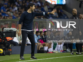 FC Porto coach Vitor Bruno gives instructions to his players during the match against Estoril at Estadio do Dragao in Porto, Portugal, on No...