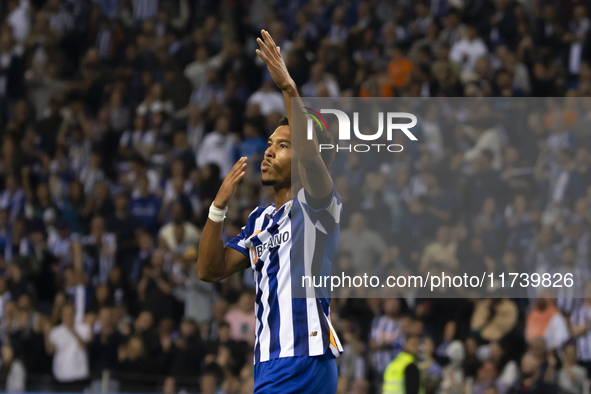 Namaso celebrates after scoring a goal for FC Porto during the Portuguese Primeira Liga soccer match against Estoril at Estadio do Dragao in...