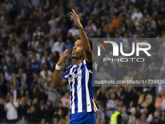 Namaso celebrates after scoring a goal for FC Porto during the Portuguese Primeira Liga soccer match against Estoril at Estadio do Dragao in...