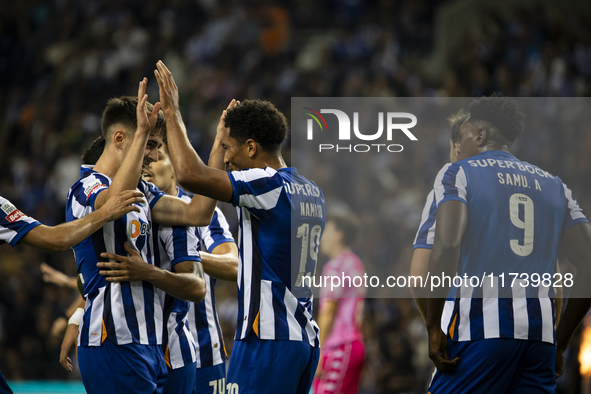 Namaso celebrates after scoring a goal for FC Porto during the Portuguese Primeira Liga soccer match against Estoril at Estadio do Dragao in...