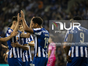 Namaso celebrates after scoring a goal for FC Porto during the Portuguese Primeira Liga soccer match against Estoril at Estadio do Dragao in...