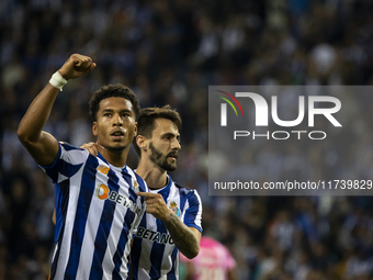 Namaso celebrates after scoring a goal for FC Porto during the Portuguese Primeira Liga soccer match against Estoril at Estadio do Dragao in...