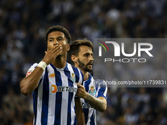 Namaso celebrates after scoring a goal for FC Porto during the Portuguese Primeira Liga soccer match against Estoril at Estadio do Dragao in...