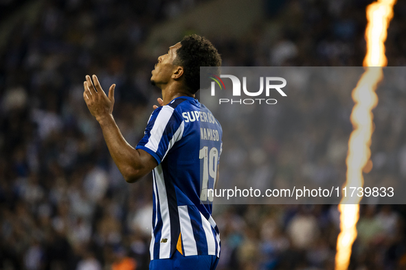 Namaso celebrates after scoring a goal for FC Porto during the Portuguese Primeira Liga soccer match against Estoril at Estadio do Dragao in...