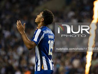 Namaso celebrates after scoring a goal for FC Porto during the Portuguese Primeira Liga soccer match against Estoril at Estadio do Dragao in...