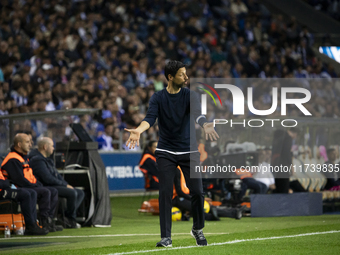 FC Porto coach Vitor Bruno gives instructions to his players during the match against Estoril at Estadio do Dragao in Porto, Portugal, on No...