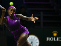 RIYADH, SAUDI ARABIA - NOVEMBER 03: Coco Gauff of USA during her match against Jessica Pegula of USA on day 2 of the 2024 WTA Finals, part o...