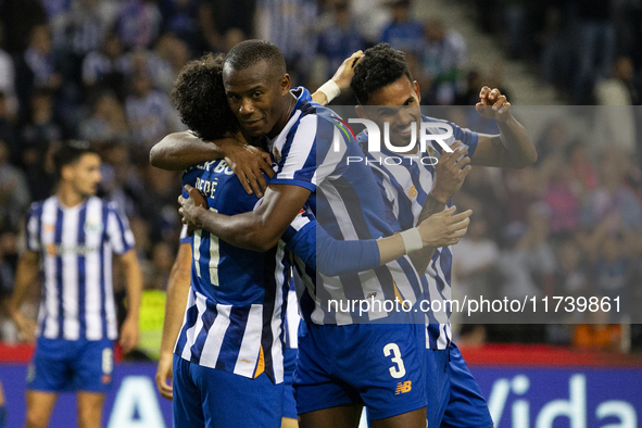 Galeno celebrates after scoring a goal for FC Porto during the Portuguese Primeira Liga soccer match against Estoril at Estadio do Dragao in...