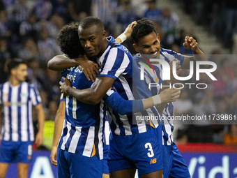 Galeno celebrates after scoring a goal for FC Porto during the Portuguese Primeira Liga soccer match against Estoril at Estadio do Dragao in...