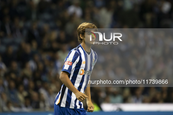 Rodrigo Mora of FC Porto plays in the Portuguese Premier League soccer match against Estoril at the Estadio do Dragao in Porto, Portugal, on...