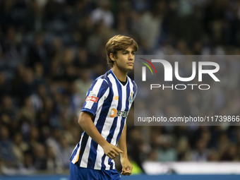 Rodrigo Mora of FC Porto plays in the Portuguese Premier League soccer match against Estoril at the Estadio do Dragao in Porto, Portugal, on...