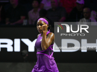 RIYADH, SAUDI ARABIA - NOVEMBER 03: Coco Gauff of USA during her match against Jessica Pegula of USA on day 2 of the 2024 WTA Finals, part o...