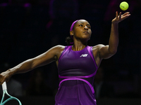 RIYADH, SAUDI ARABIA - NOVEMBER 03: Coco Gauff of USA during her match against Jessica Pegula of USA on day 2 of the 2024 WTA Finals, part o...