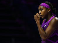 RIYADH, SAUDI ARABIA - NOVEMBER 03: Coco Gauff of USA during her match against Jessica Pegula of USA on day 2 of the 2024 WTA Finals, part o...