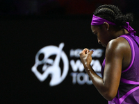 RIYADH, SAUDI ARABIA - NOVEMBER 03: Coco Gauff of USA during her match against Jessica Pegula of USA on day 2 of the 2024 WTA Finals, part o...