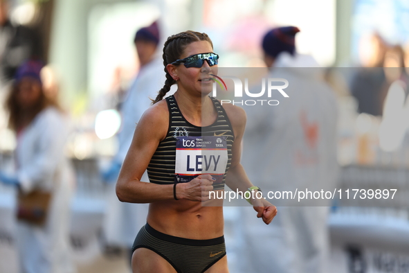 Runner Alana Levy of the United States heads up First Avenue during the 2024 New York City Marathon in New York, United States, on November...